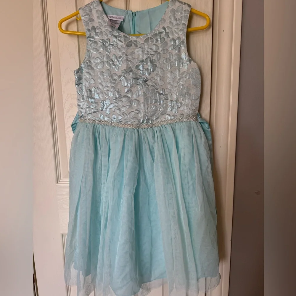 Bonnie Jean Light Blue Floral Dress - Picture 1 of 8